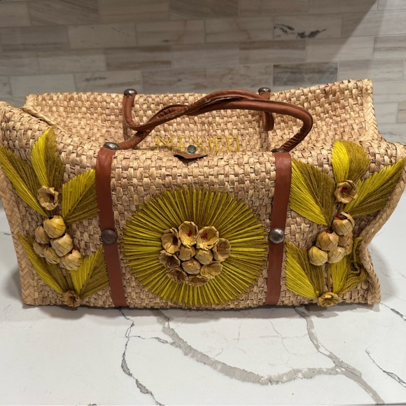 Handbags - Vintage Mexico Straw Bag Acapulco Tourist Seagrass Beach Bag Large 1960